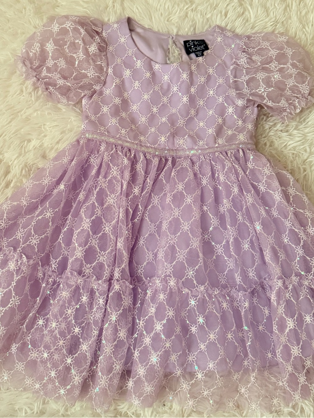 Pink & Violet Little Girls Lavender Lace Party Dress 4T